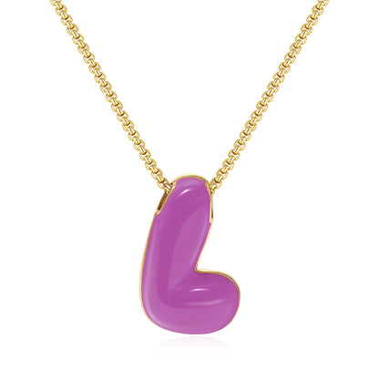 Bubble Letter Colorful Enamel Initial Necklace