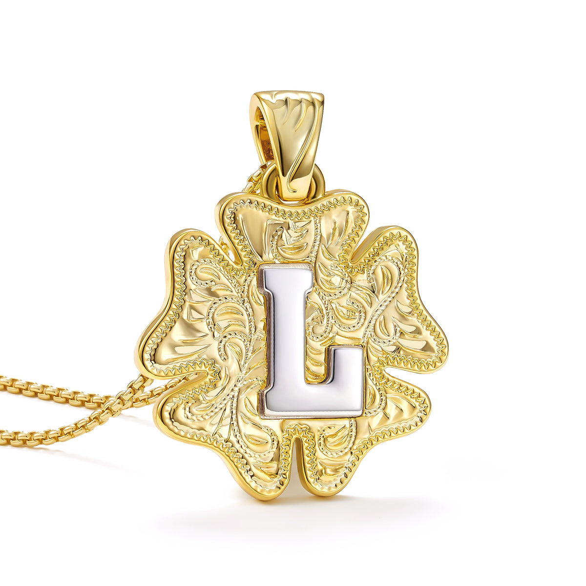 Flower Pendant Initial Necklace