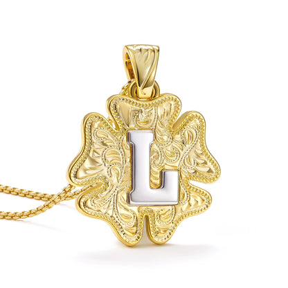 Flower Pendant Initial Necklace