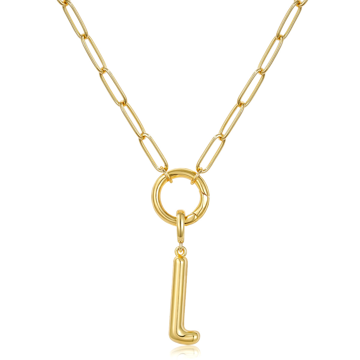 Gold Plated Initial Necklace with Removable Balloon Letter Pendant