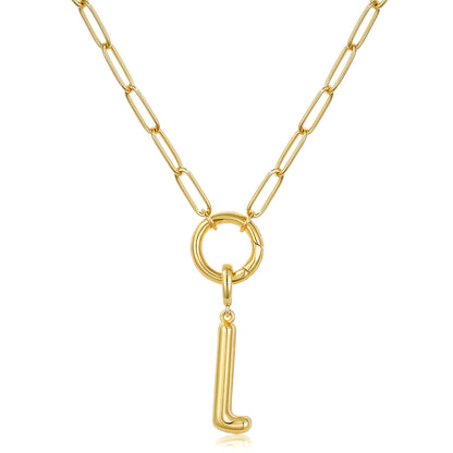 Gold Plated Initial Necklace with Removable Balloon Letter Pendant