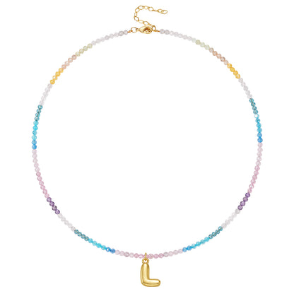 Beaded Bubble Letter Initial Pendant Necklace