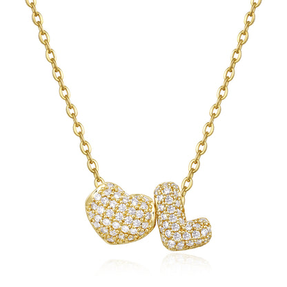 Bubble Heart Initial Necklaces