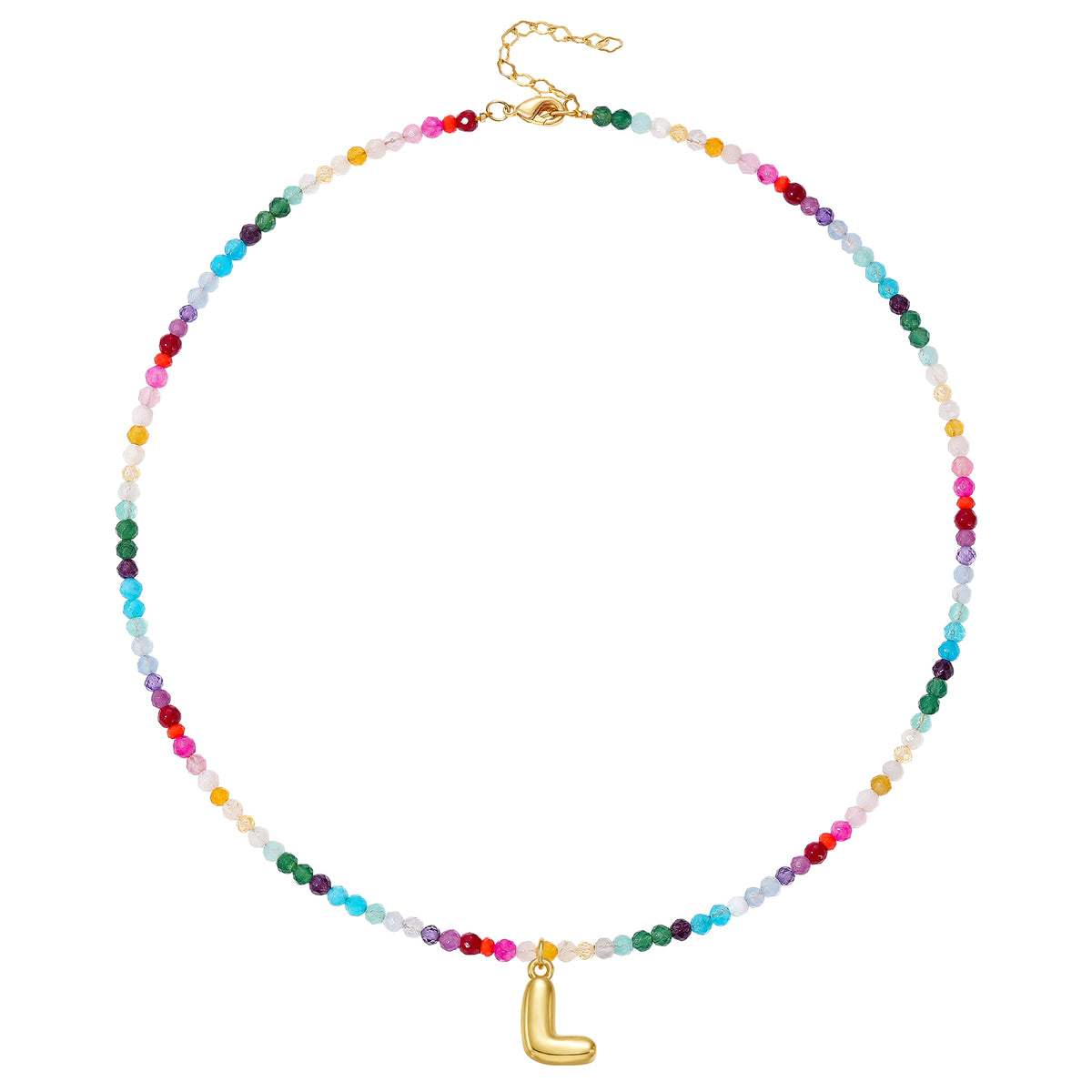 Beaded Bubble Letter Initial Pendant Necklace