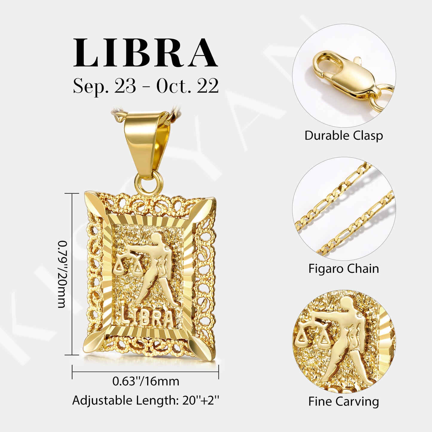 KissYan Zodiac Square Constellation Sign Pendant Necklace