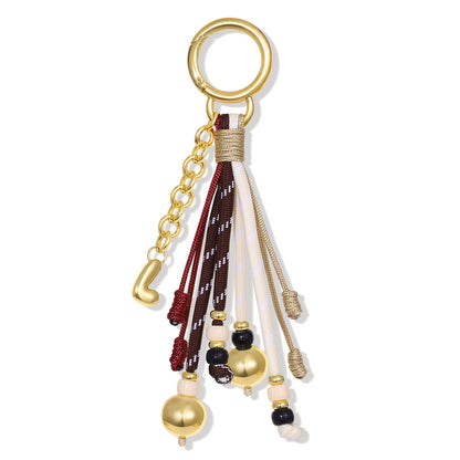 Initial Bag Charm Colorful Rope Puffy Letter Purse Keychain