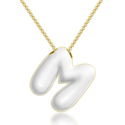 Bubble Letter Colorful Enamel Initial Necklace