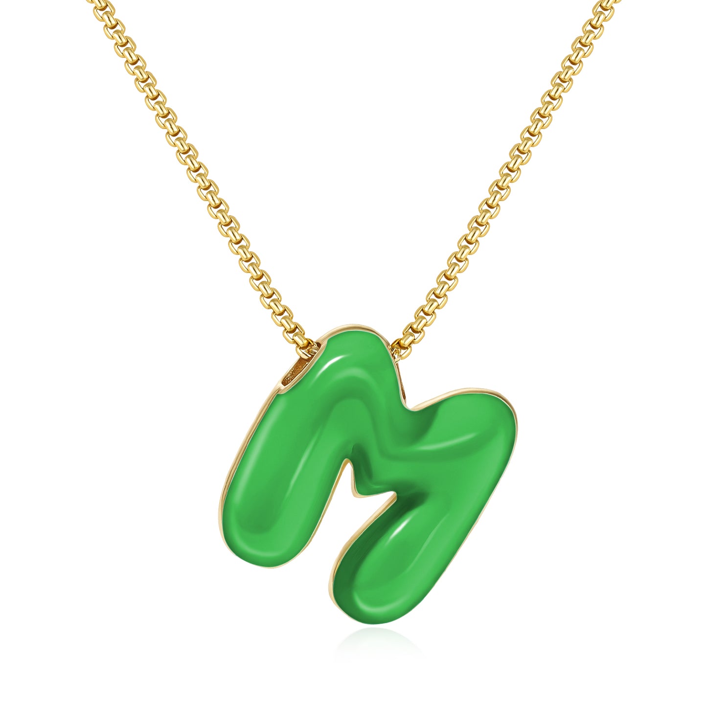 Bubble Letter Colorful Enamel Initial Necklace