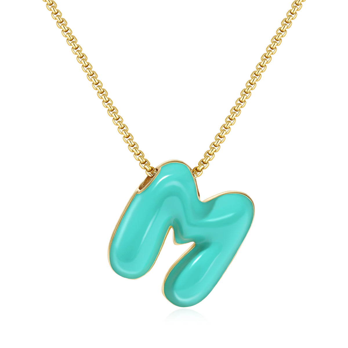 Bubble Letter Colorful Enamel Initial Necklace