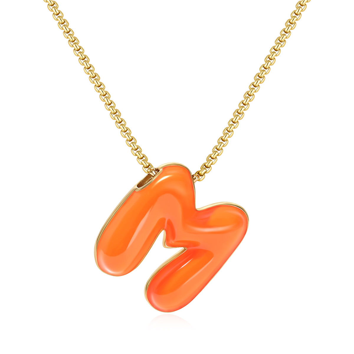 Bubble Letter Colorful Enamel Initial Necklace