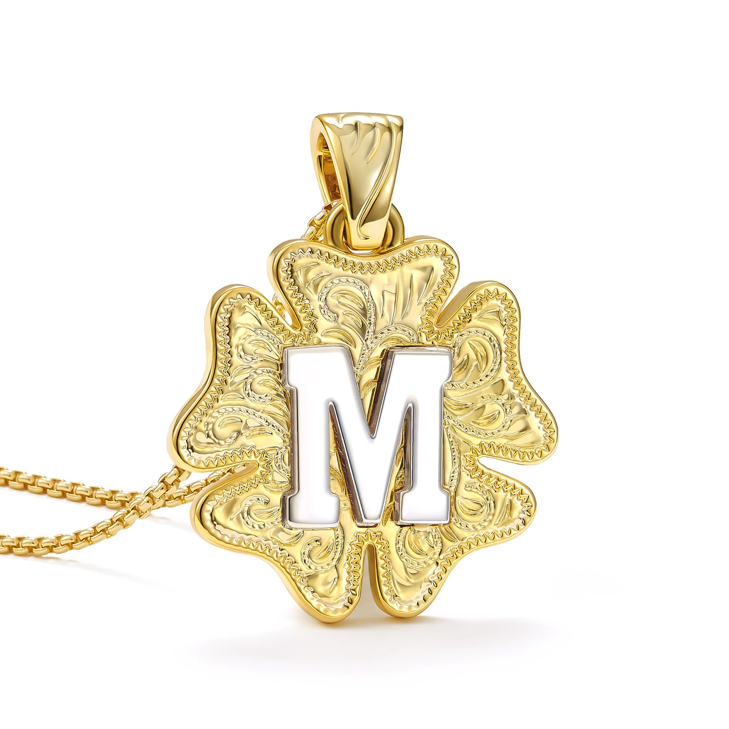 Flower Pendant Initial Necklace
