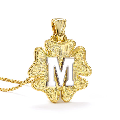 Flower Pendant Initial Necklace