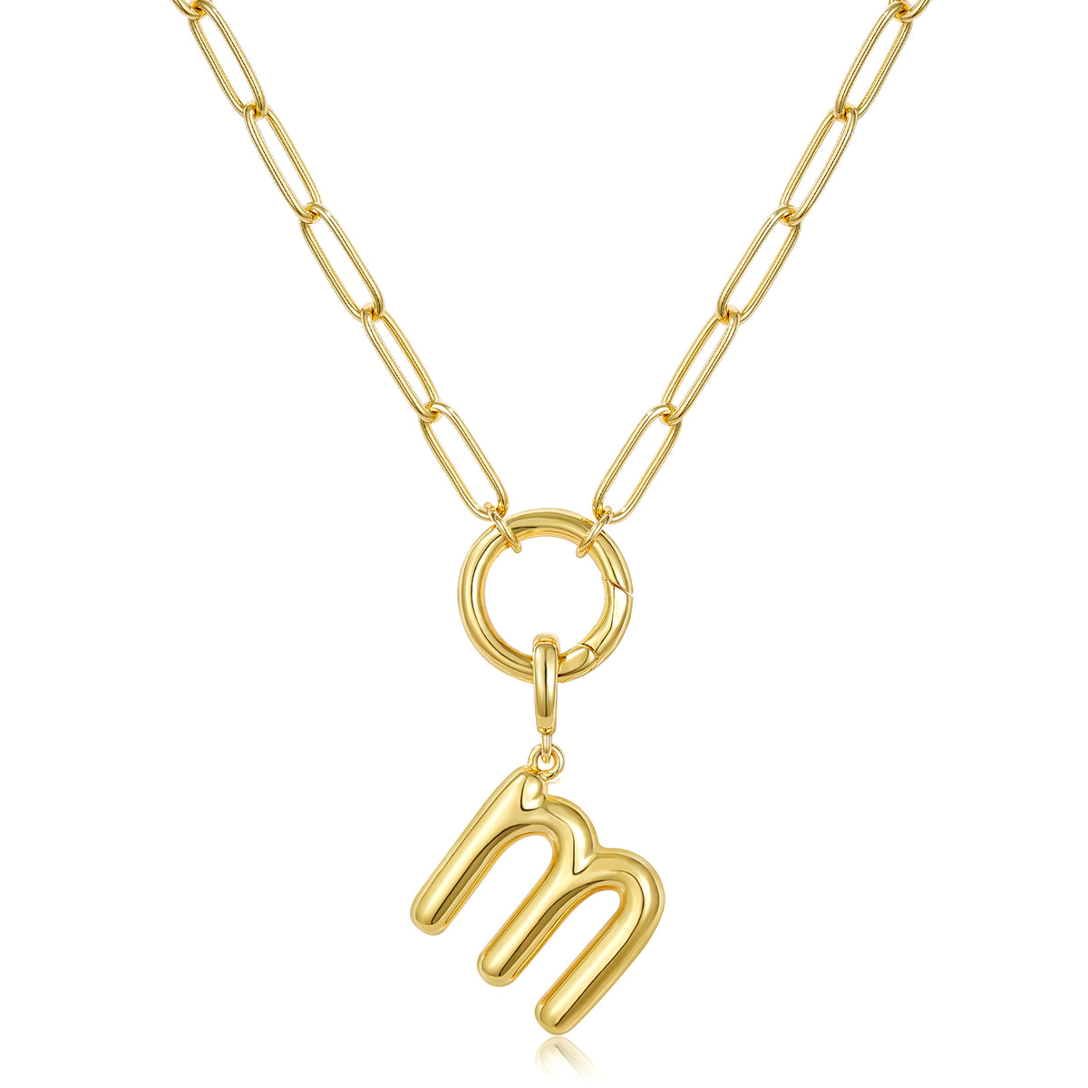 Gold Plated Initial Necklace with Removable Balloon Letter Pendant