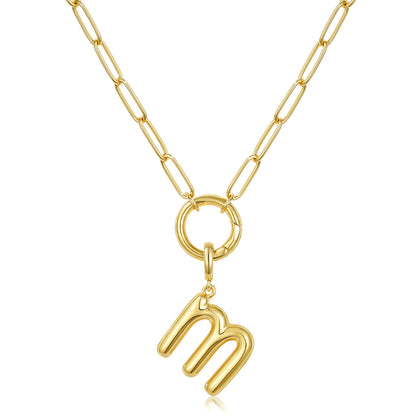 Gold Plated Initial Necklace with Removable Balloon Letter Pendant