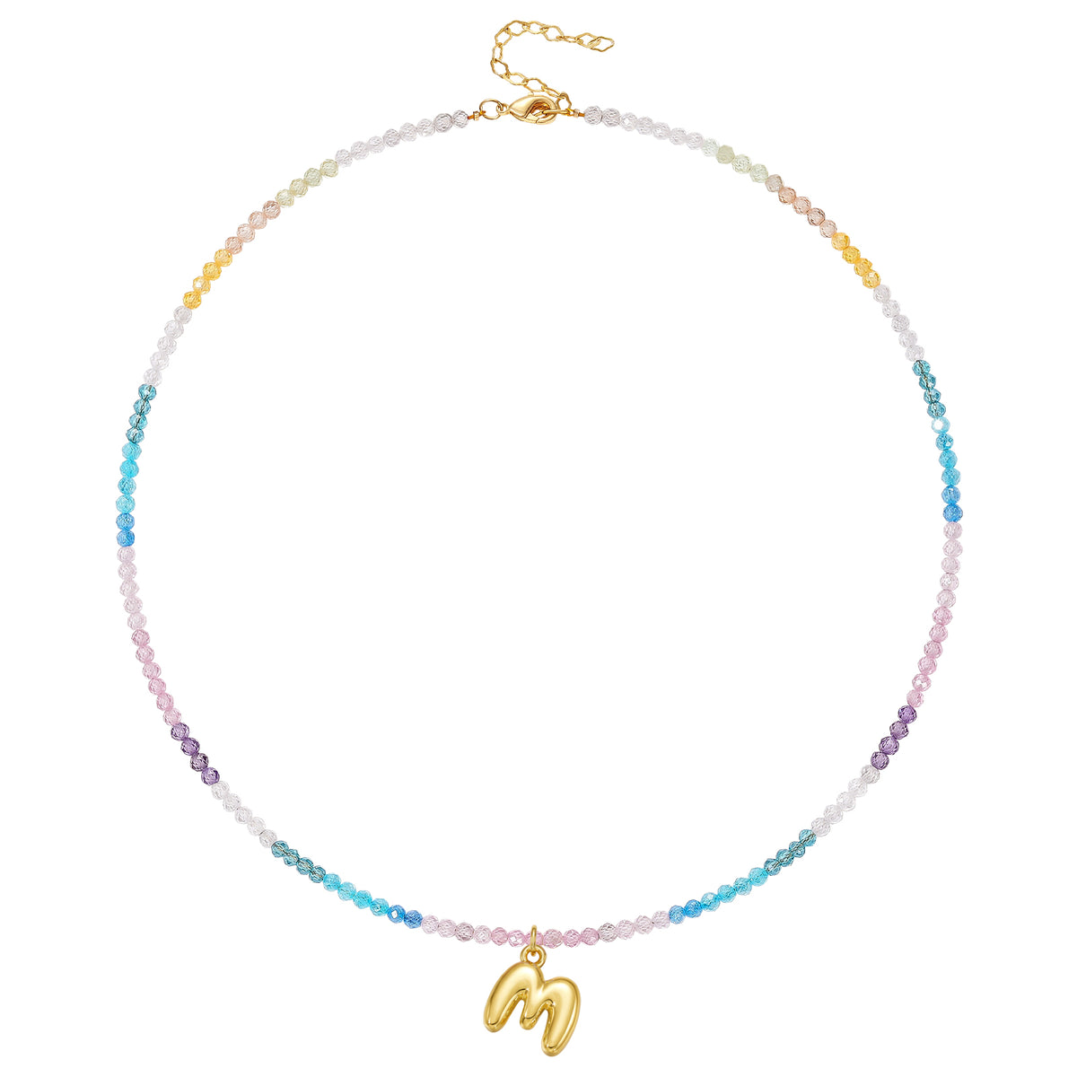 Beaded Bubble Letter Initial Pendant Necklace