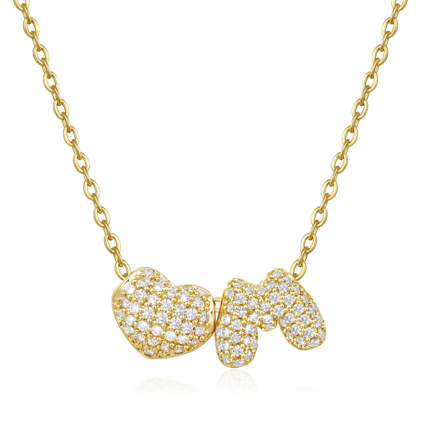 Bubble Heart Initial Necklaces