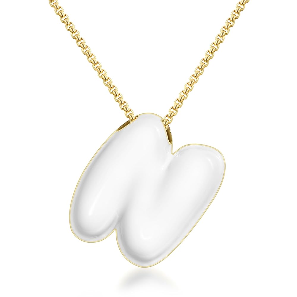 Bubble Letter Colorful Enamel Initial Necklace
