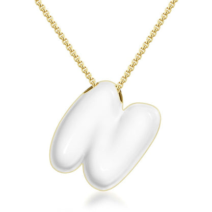 Bubble Letter Colorful Enamel Initial Necklace