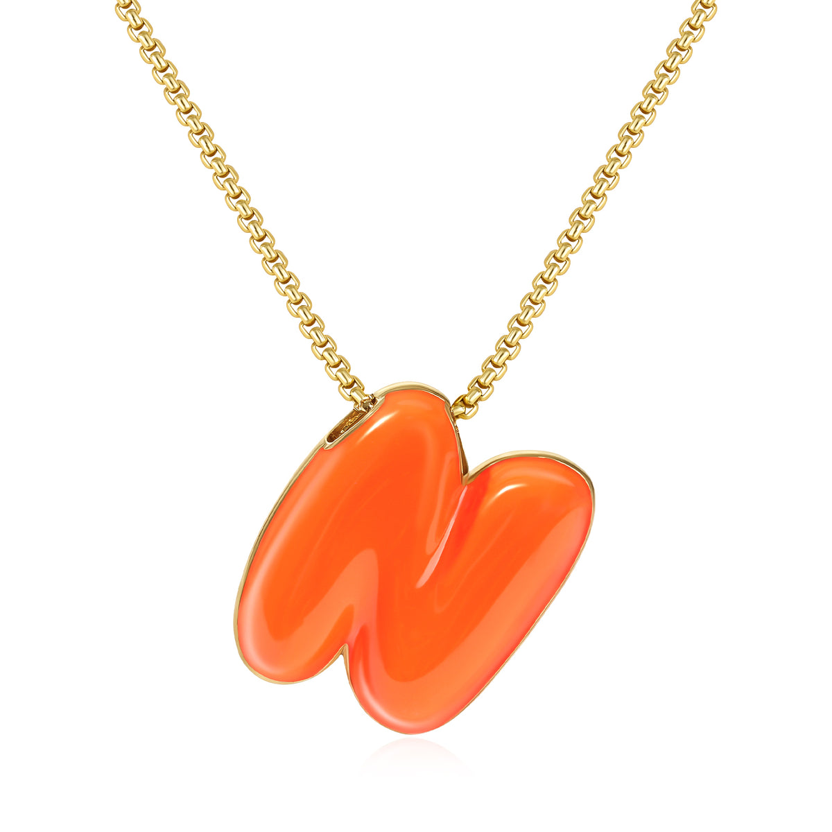 Bubble Letter Colorful Enamel Initial Necklace