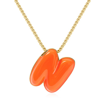 Bubble Letter Colorful Enamel Initial Necklace