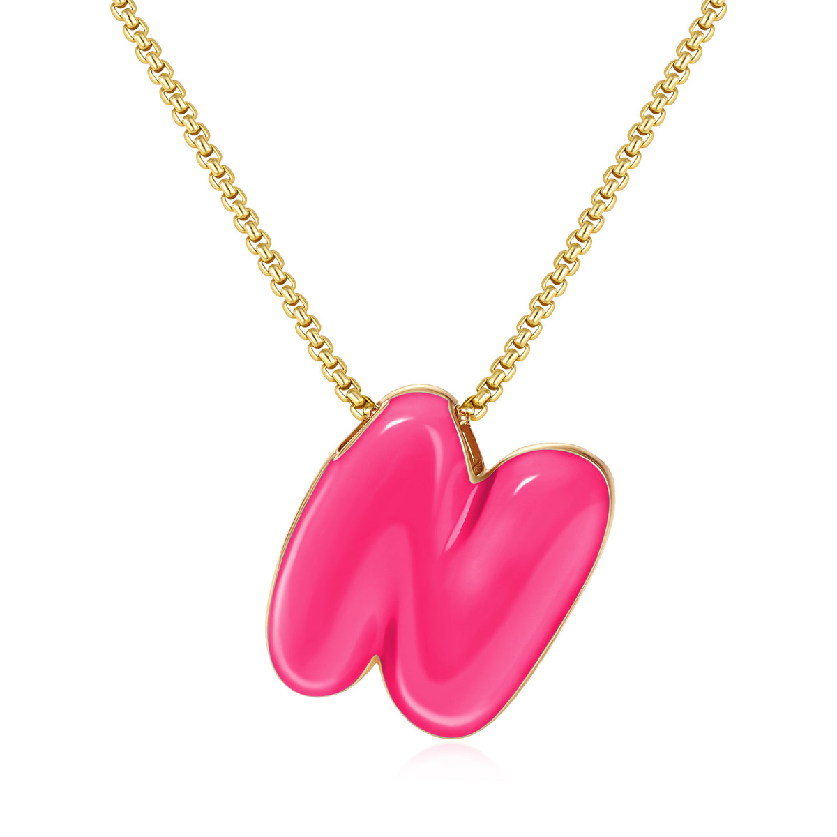 Bubble Letter Colorful Enamel Initial Necklace