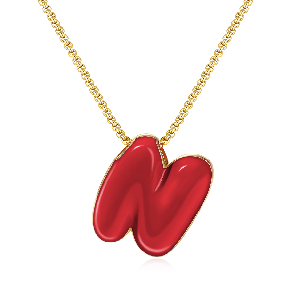 Bubble Letter Colorful Enamel Initial Necklace