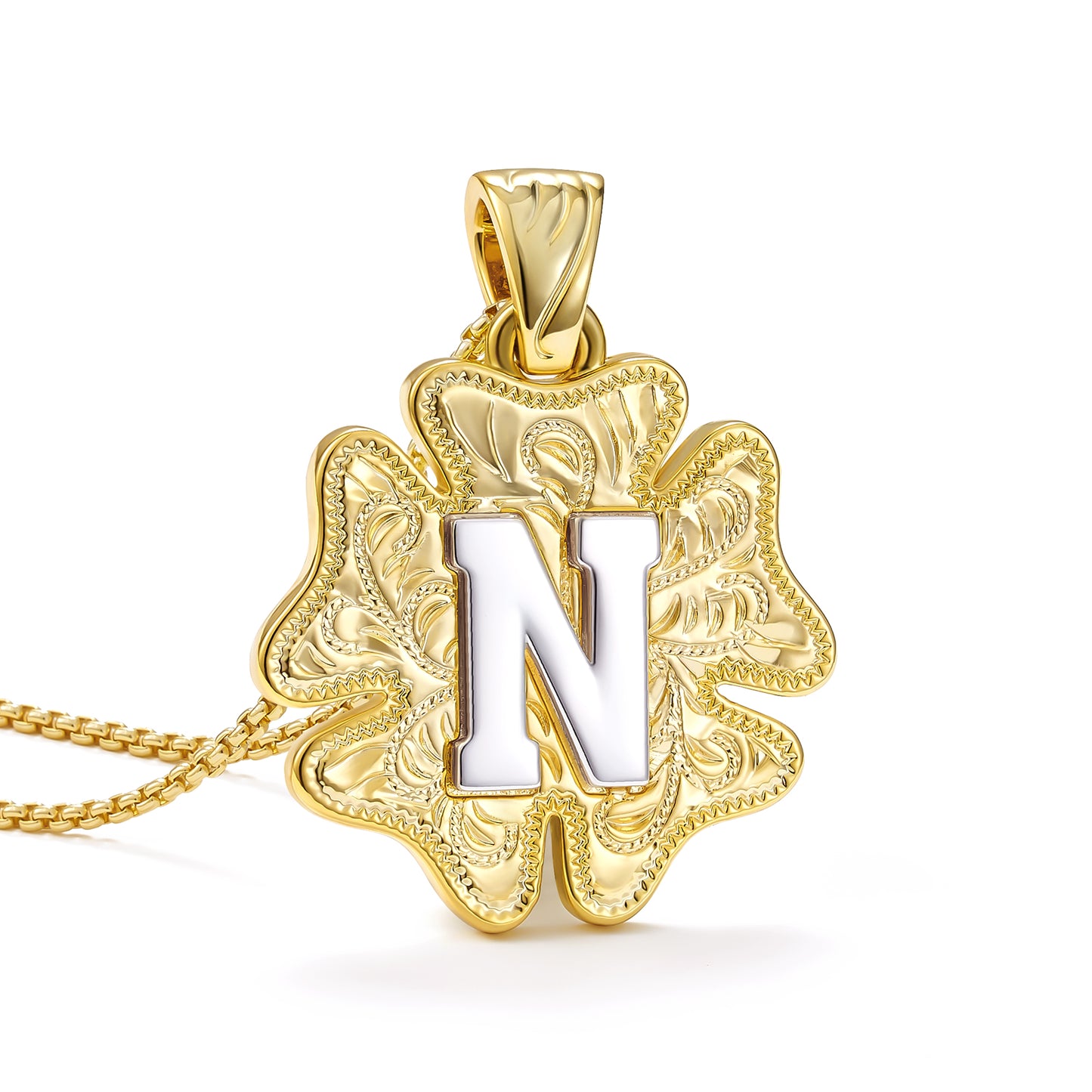 Flower Pendant Initial Necklace