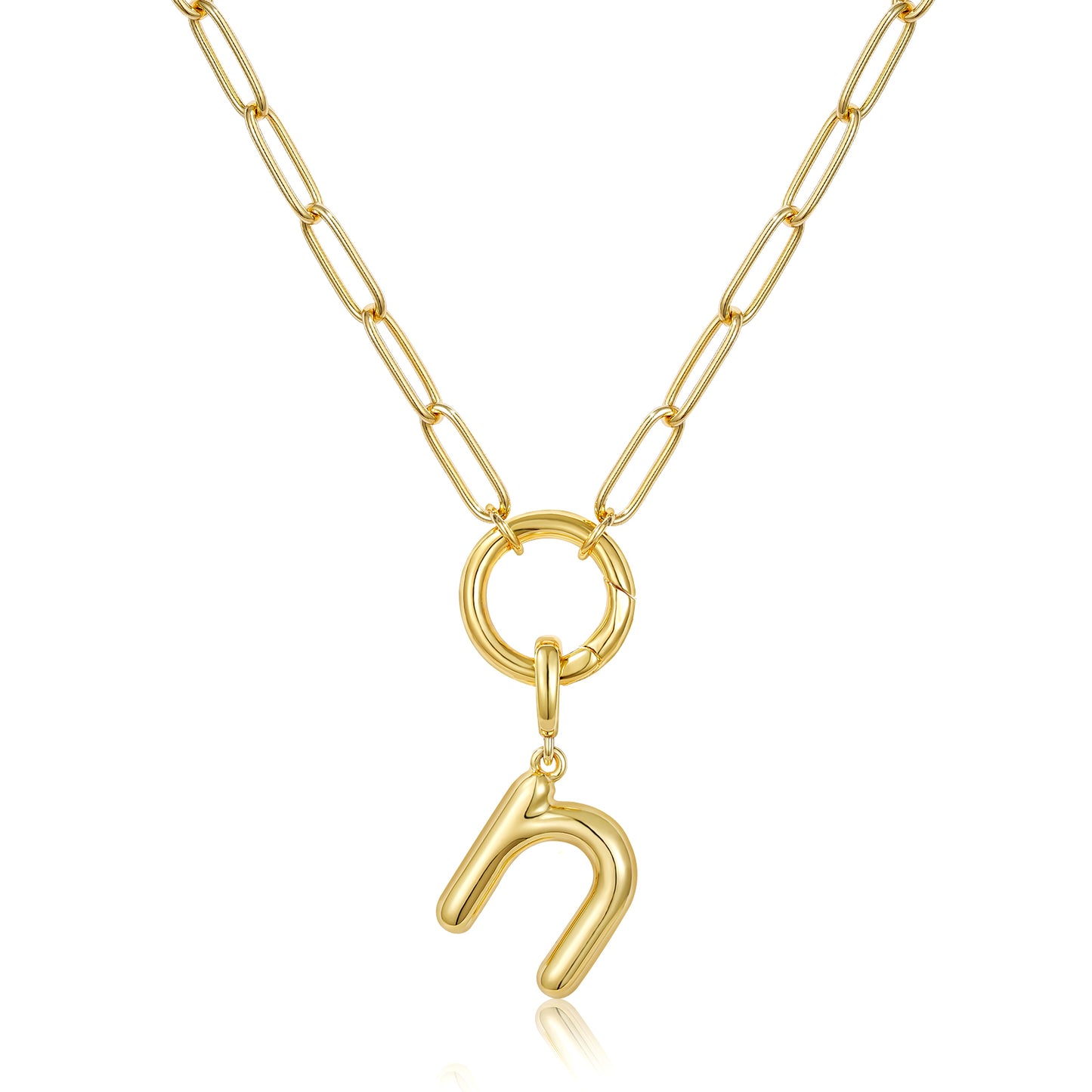 Gold Plated Initial Necklace with Removable Balloon Letter Pendant