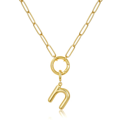 Gold Plated Initial Necklace with Removable Balloon Letter Pendant