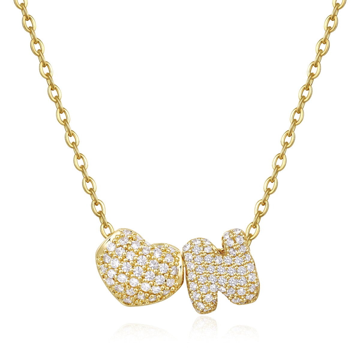 Bubble Heart Initial Necklaces