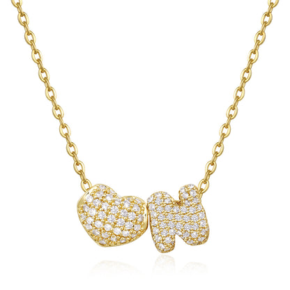 Bubble Heart Initial Necklaces