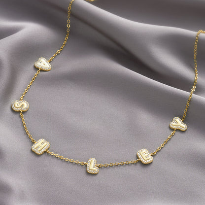 Letter Bubble Name Necklace in Sterling Silver