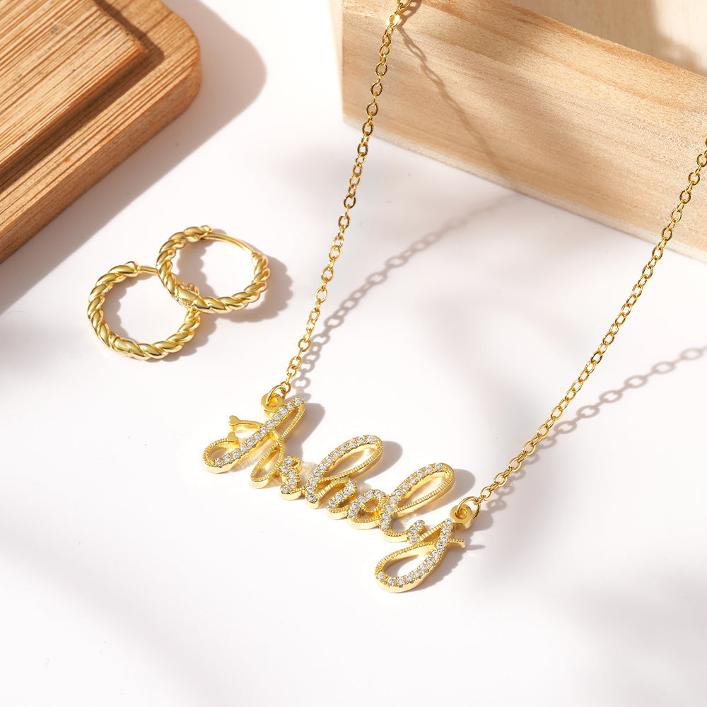 Sterling Silver Shining Name Necklace With Heart