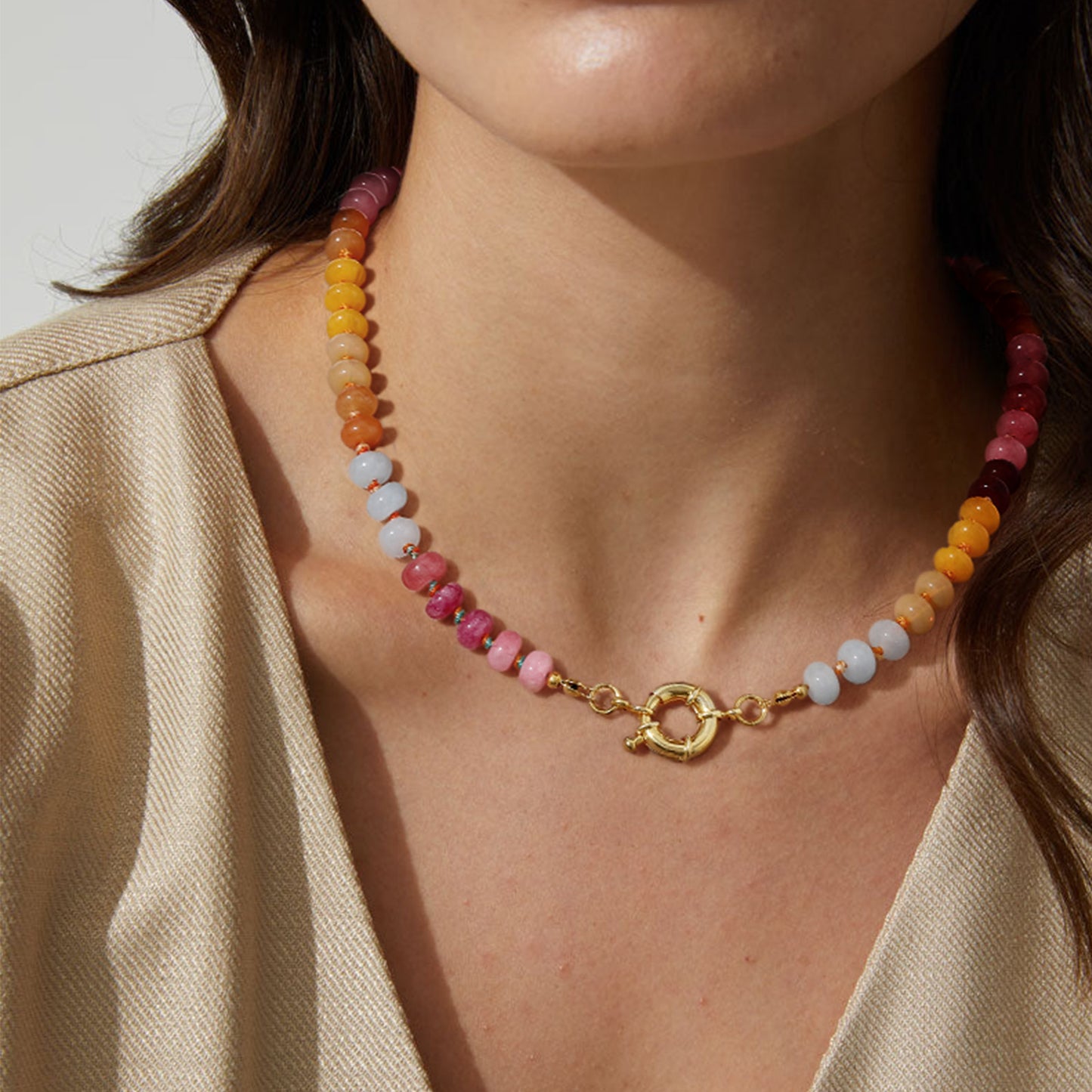 Colorful Beaded Necklace Boho Bead Choker