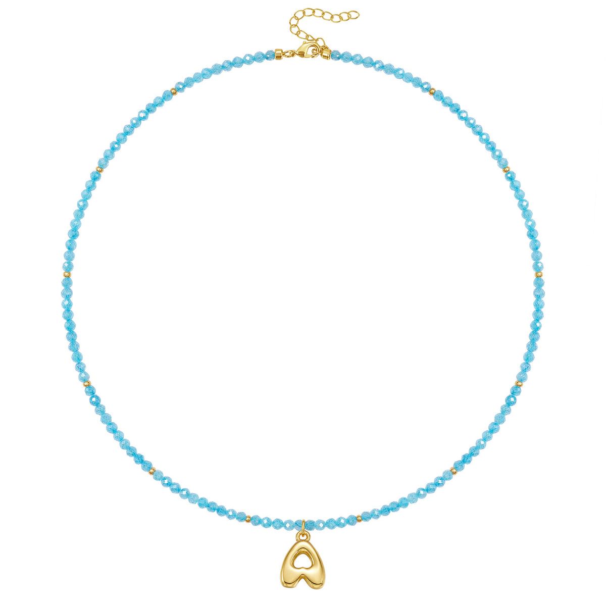 Beaded Bubble Letter Initial Pendant Necklace