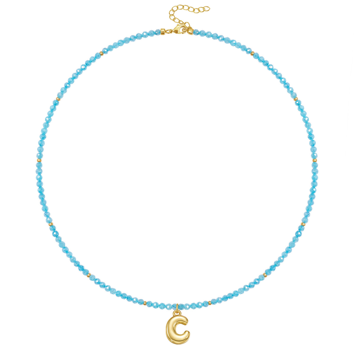 Beaded Bubble Letter Initial Pendant Necklace