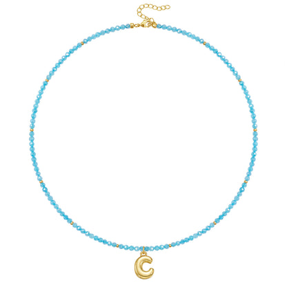 Beaded Bubble Letter Initial Pendant Necklace