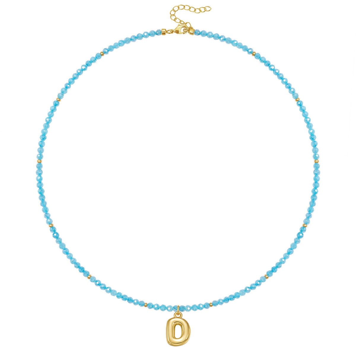 Beaded Bubble Letter Initial Pendant Necklace