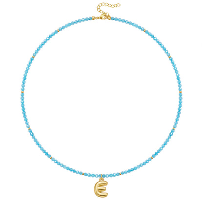 Beaded Bubble Letter Initial Pendant Necklace
