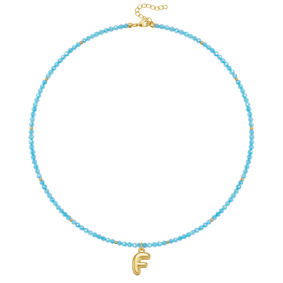 Beaded Bubble Letter Initial Pendant Necklace