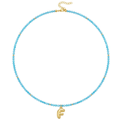 Beaded Bubble Letter Initial Pendant Necklace