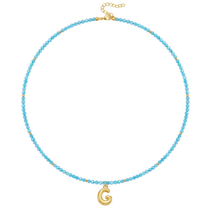 Beaded Bubble Letter Initial Pendant Necklace