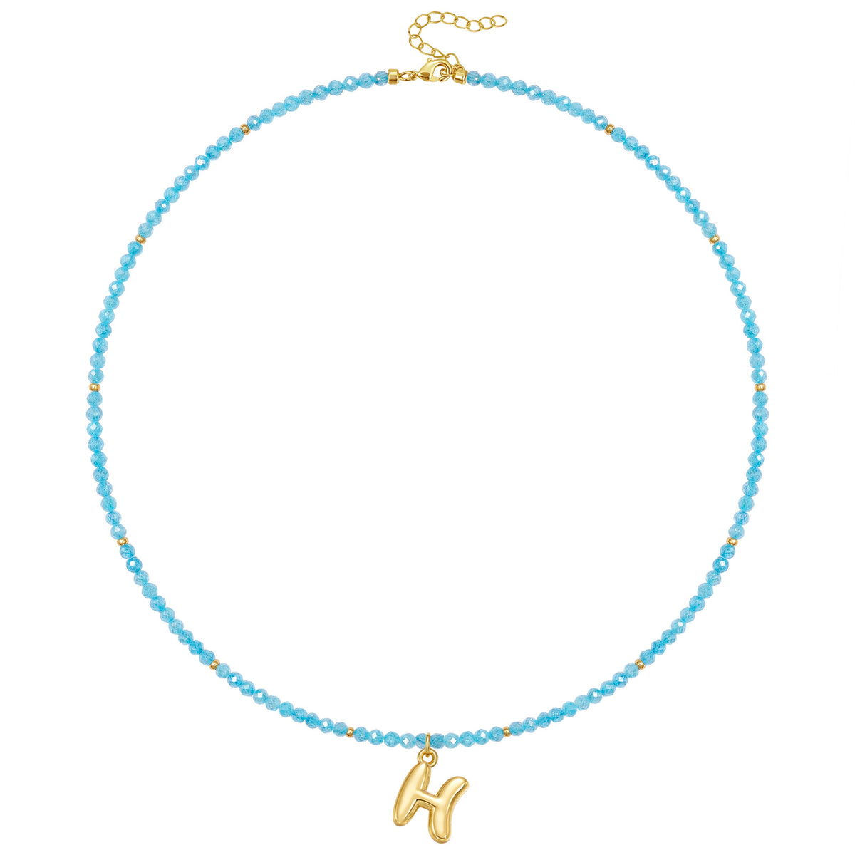 Beaded Bubble Letter Initial Pendant Necklace