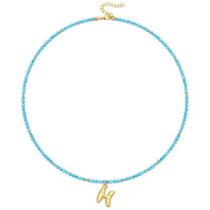 Beaded Bubble Letter Initial Pendant Necklace