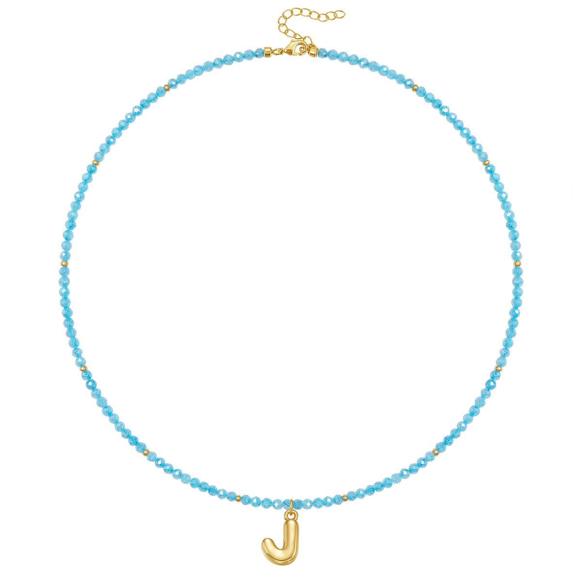 Beaded Bubble Letter Initial Pendant Necklace