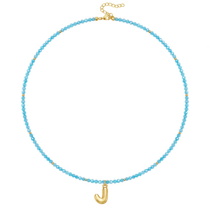 Beaded Bubble Letter Initial Pendant Necklace