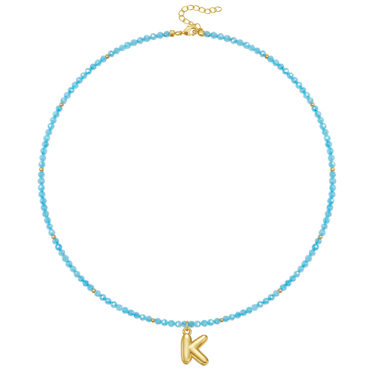 Beaded Bubble Letter Initial Pendant Necklace