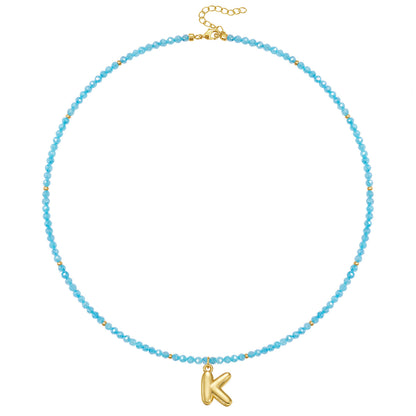 Beaded Bubble Letter Initial Pendant Necklace
