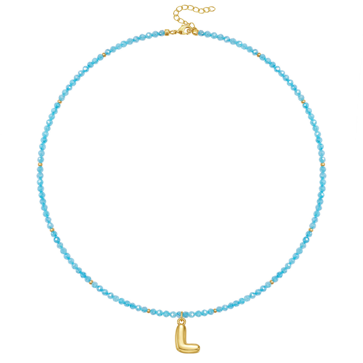 Beaded Bubble Letter Initial Pendant Necklace
