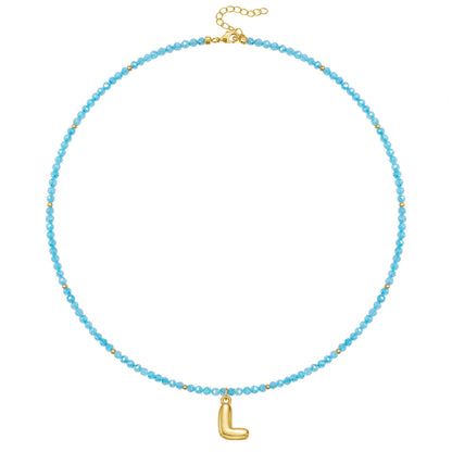 Beaded Bubble Letter Initial Pendant Necklace